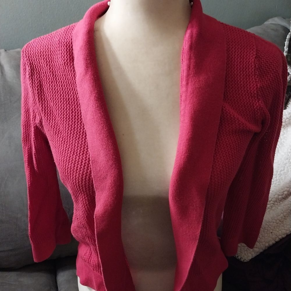 Kasper Women's Red Open-Front Cardigan